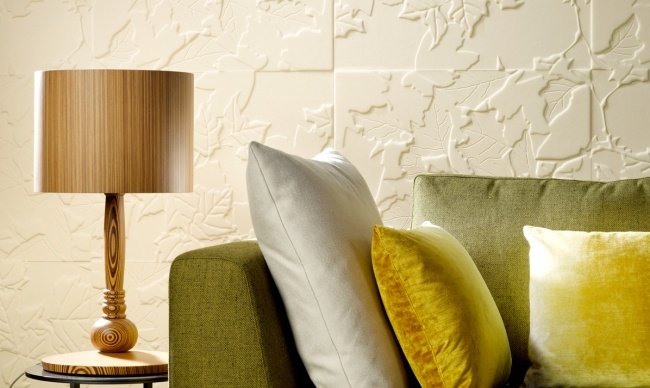 Stort format vægdesign-ikke-vævet tapet haptic-relief mønster-lys beige