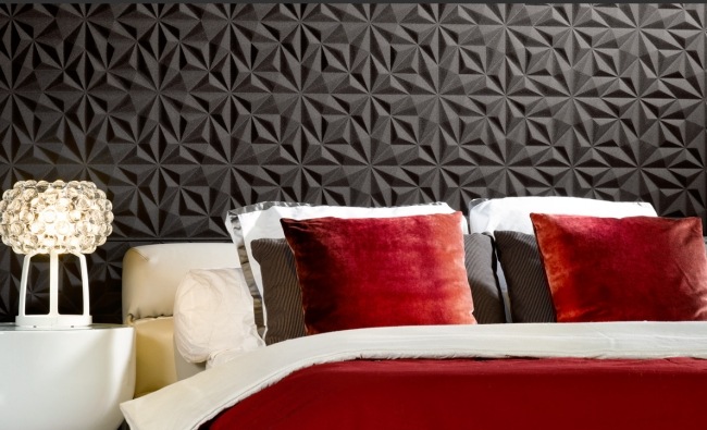 Sort tapet vægbeklædning ideer soveværelse relief 3d mønster geometrisk