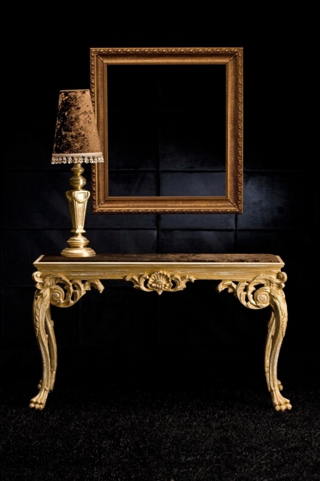 Designer bordlampe rigt ornamenteret Andrea spejl-guld finish stel Exedra