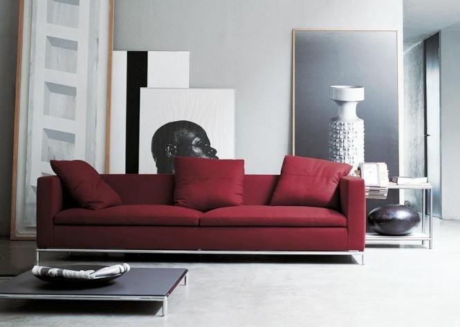 luksus sofaer fra Italien mørkerød