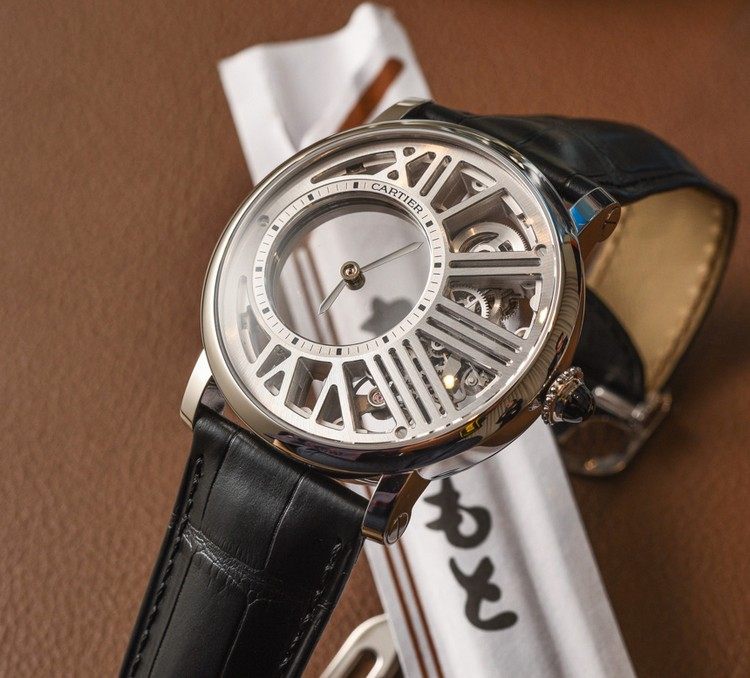 cartier rotonde mystisk time skelet gennemsigtigt herreur med romertal