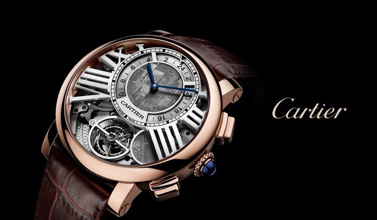 Cartier med læderremskompleks ur med mange detaljer