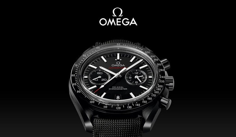 sort dykkerur fra omega med kronograf og sporty design