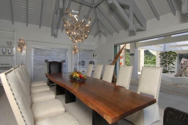 luksus sommerhus i det caribiske spisebord i træ