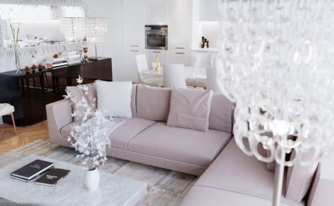 3D visualisering lejlighed møbler tendenser interiør sæt-sofa sæt-lamper design