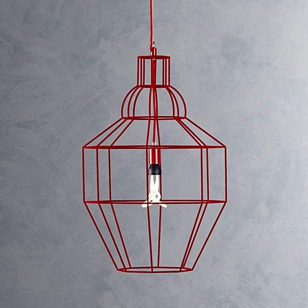 Design-lampe-rød-metal-ramme-energibesparende-pære-paola-navone
