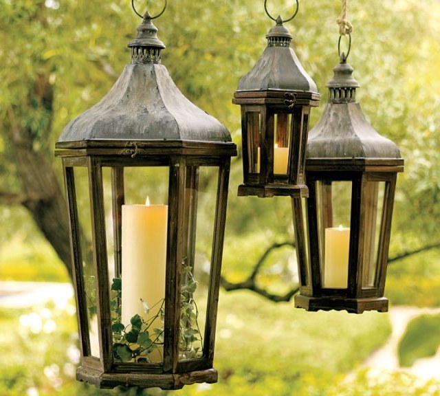 ideer belysning hængende have lanterner-vintage patineret træ