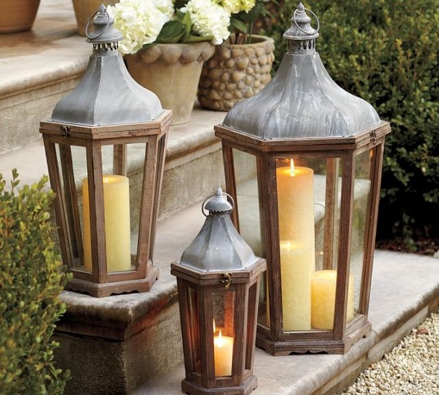 ideer udendørs trapper belysning-romantiske lanterner vintage deco