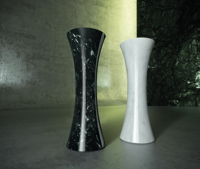 Møbler-marmor-vaser-sort-hvid-høj-minimalistisk
