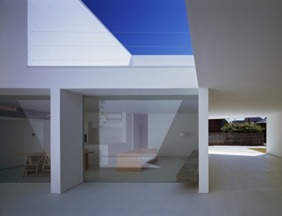 hus beton minimalistisk gård parkeringsplads trendy japansk
