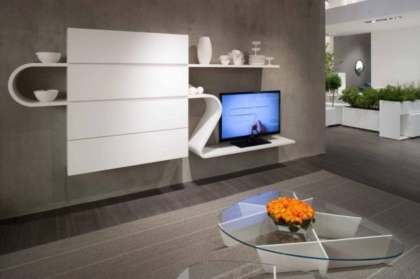 Stueideer møbler væg enhed-hvide Novamobili italienske møbler