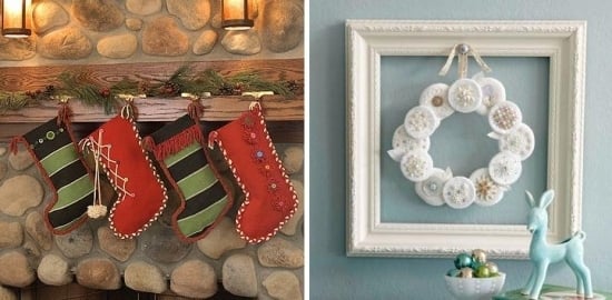 Jul håndværk Nicholas støvler-filt pap knapper-ring-krans