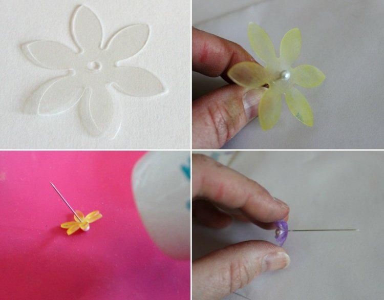 Krymp-film-tinker-instruktioner-pins-dekorere-blomst-blomstre