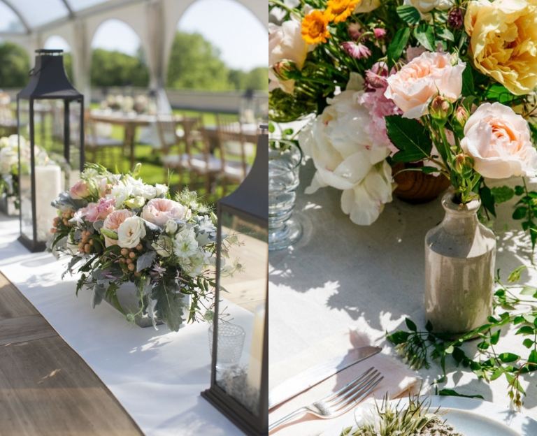 Midtsommer festborddekoration idéer eng blomster puristisk vase