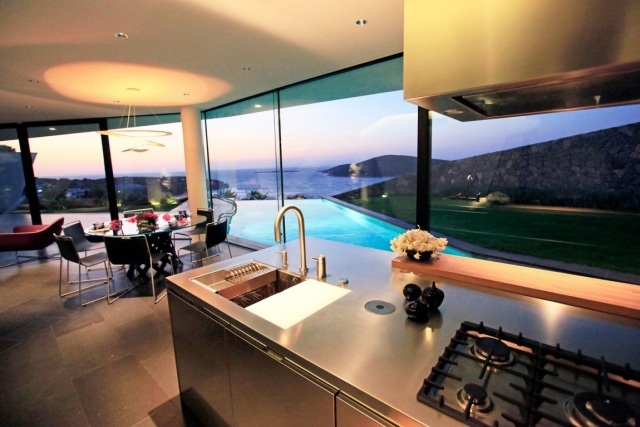 moderne arkitektur lys moderne skinnende spisebord køkkenplade