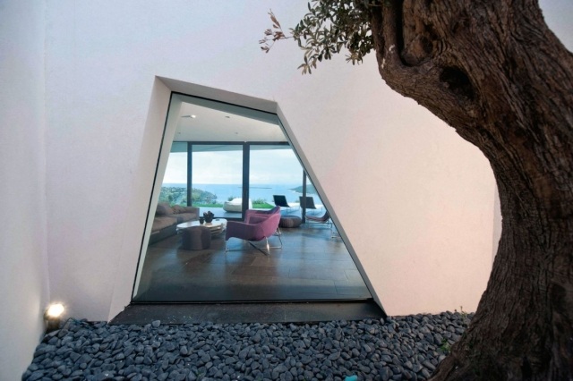 moderne arkitektur design asymmetriske former vinduetræ