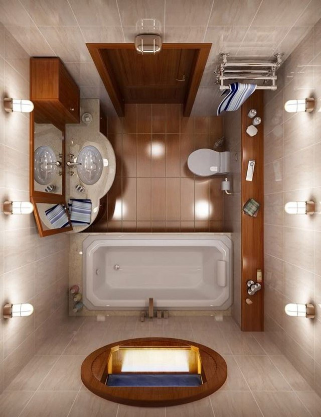 idéer til badeværelsesdesign-små-dårligere-beige-brun-placeringsmøbler