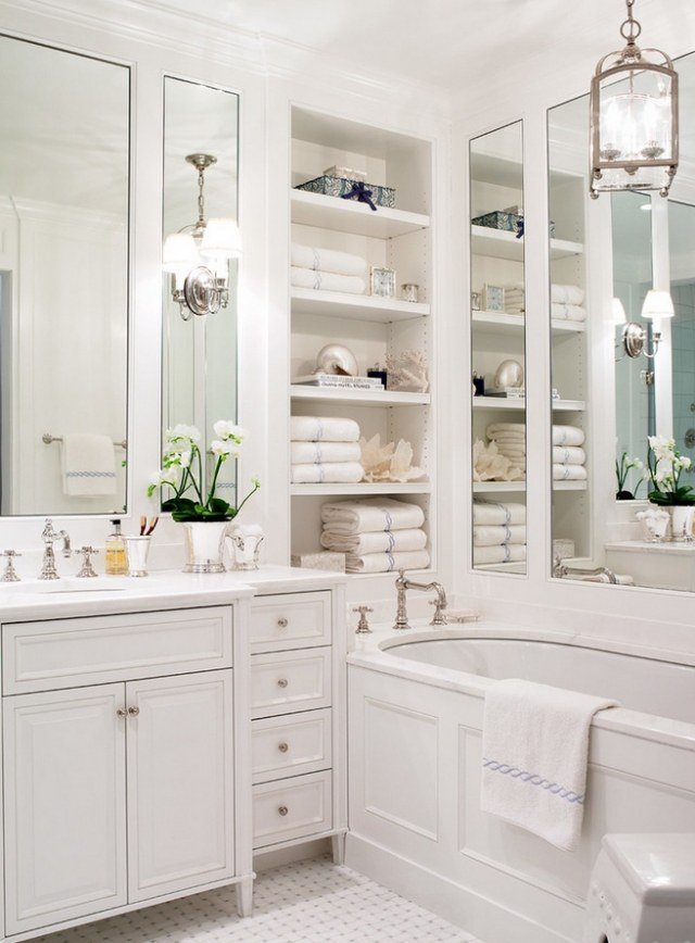 badeværelse design-omklædningsrum-hylder-væg fordybning-spejl