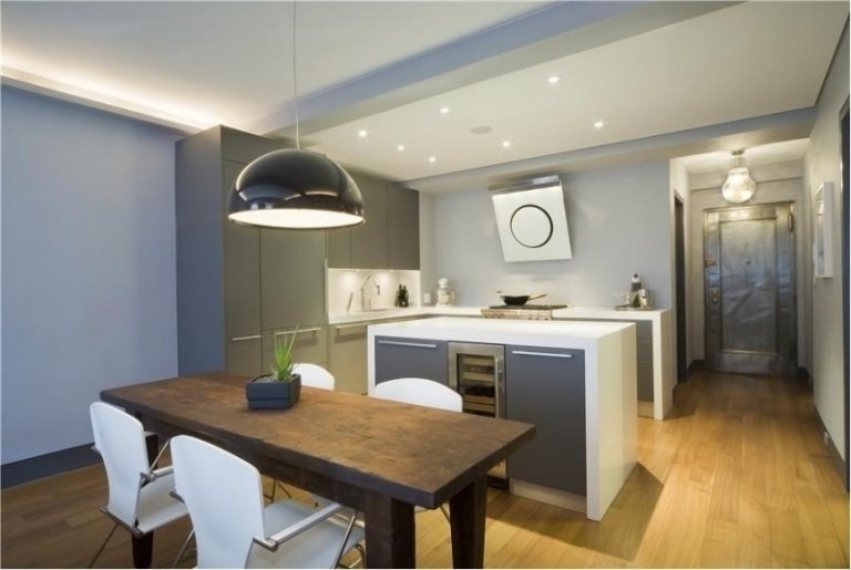 moderne-emhætte-hvid-hjørne køkken-loft belysning-grå