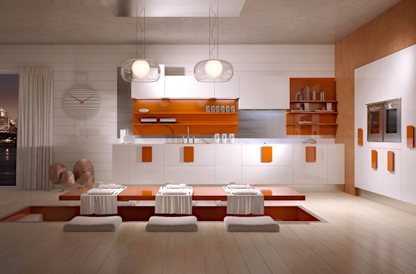 Køkken-Kina-stil-med-lad-i-gulvet-siddepladser