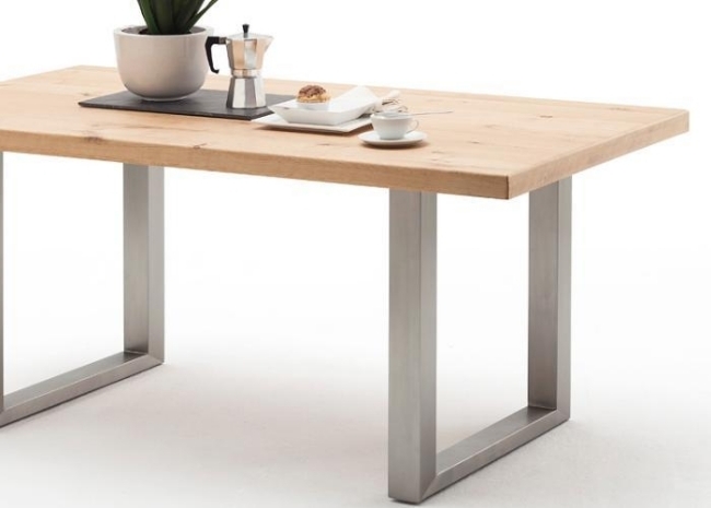 moderne borde massivt træ møbler bordplade eg rustfrit stål Javerno
