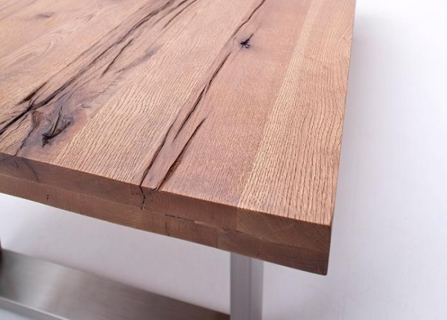 Casa spisebord massiv bordplade rustfrit stål moderne