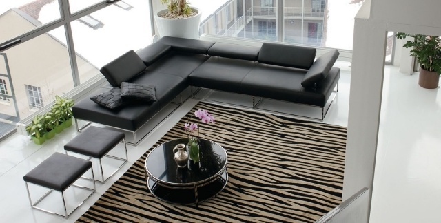 vision sofa design lige linjer sort skammel justerbar