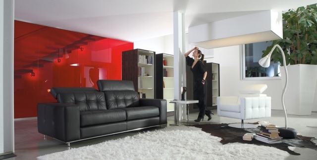 moderne polstrede møbler alpa salotti sofa lænestol sort hvid