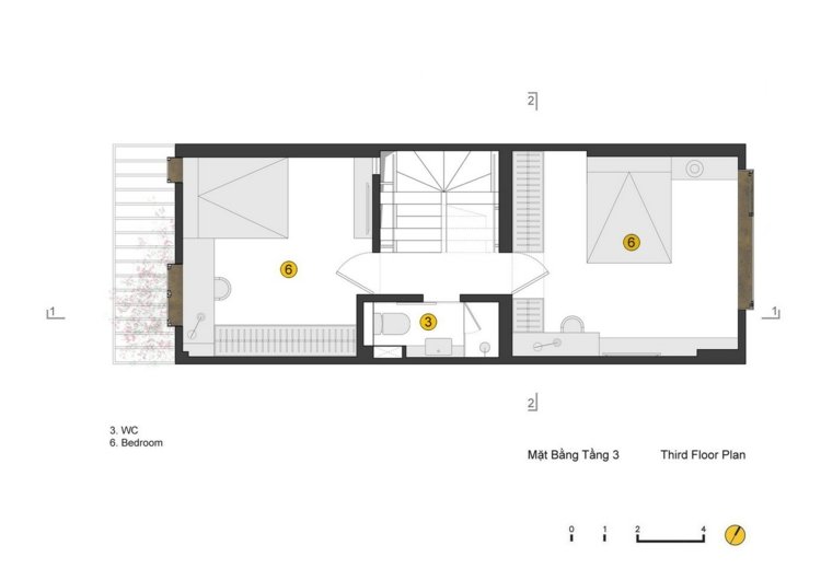 Moderne-værelse-divider-rækkehus-plan-tredje-øverste etage-soveværelse