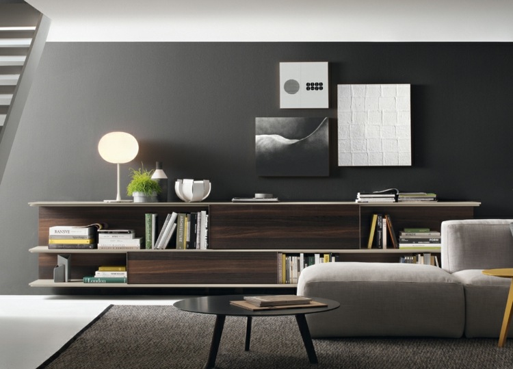 moderne væg enheder modulære møbler stue reoler system firkantet tv skab