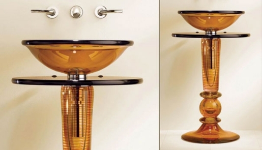 fritstående glas håndvask coppa orange vitraform