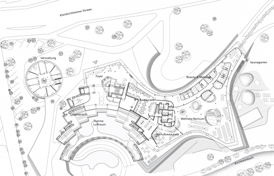 Arkitektonisk plan for Thermal Römerbad i Østrig