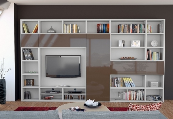 væg-høj-væg enhed-bred-hængende-LED-tv-hylder-åbne-blank-elementer