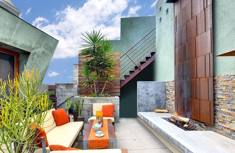 moderne terrasse pejs føler god inspiration ideer stål