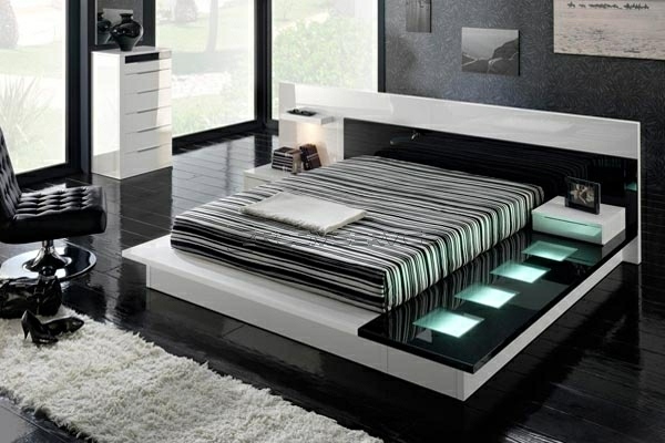 Trends-2012-sort-soveværelse-seng-belysning