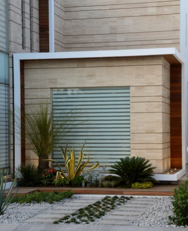 hvide betonblokke stenhave lægge ideer palmer græs