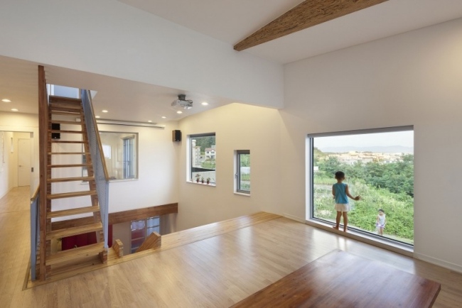 moderne hus sydkorea vindue trægulv trapper