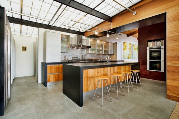 Moderne træarkitektur i køkken i San Francisco