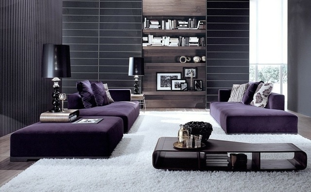 Møbel sofa sæt lilla farve træ sofabord opbevaringsplads