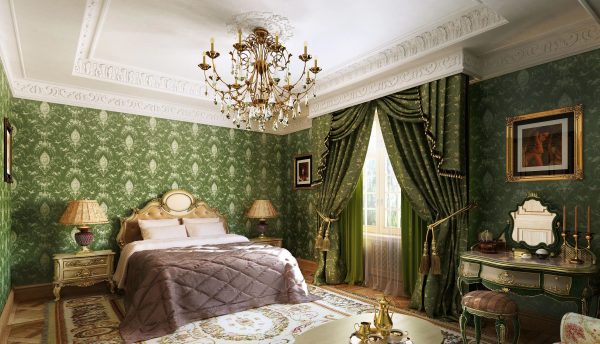 تبدو غرفة النوم ذات الطراز الكلاسيكي هادئة وأنيقة ومتناغمة وواسعة.