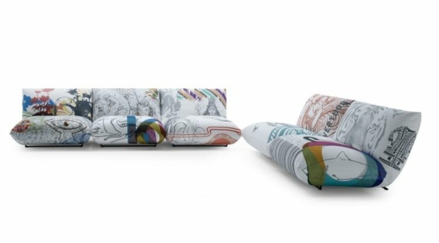 Sofa design tre personers modulopbygning i to farver