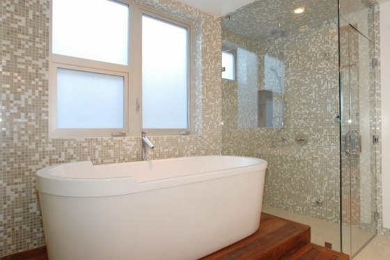 Oval-badekar-på-hævet-gulv-brusebad-med-glas-væg