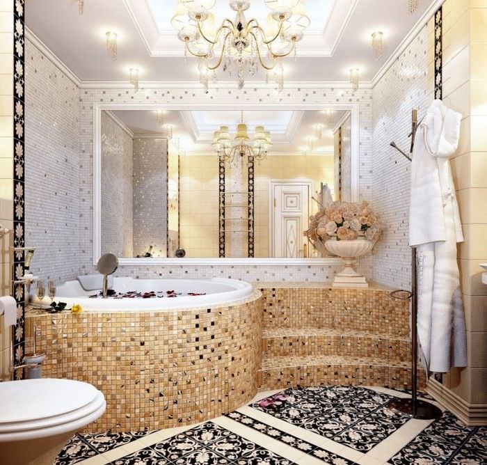 Mozaik fürdőszoba belső dekoráció