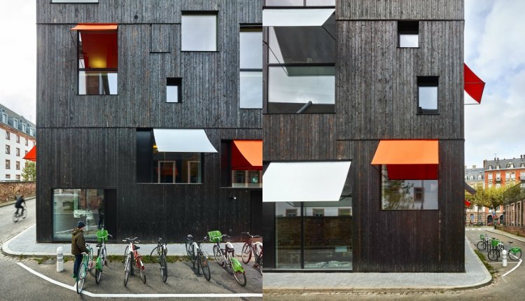 bæredygtig bygning lille rum bybygning facade cykelparkeringsplads