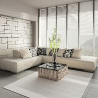 Dizajn obývačky v bielych farbách