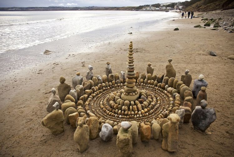 natur mandalas spiralsten sten kunstværker