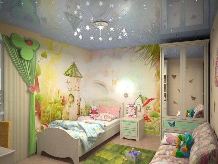 Stretch strop s originálním osvětlením do dětského pokoje