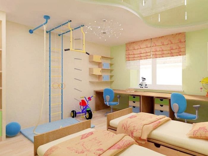 Návrh lesklého napínacího stropu v dětském pokoji