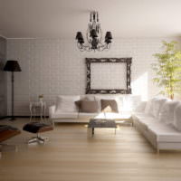 Černý lustr v designu obývacího pokoje