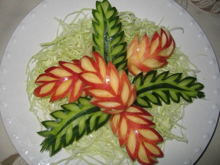 frugt udskæring salat æbler agurk blade motiv idé